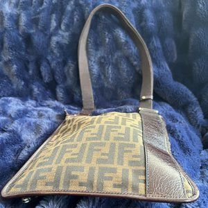 VINTAGE FENDI BROWN MONOGRAMMED CROSSBODY WOMENS BAG